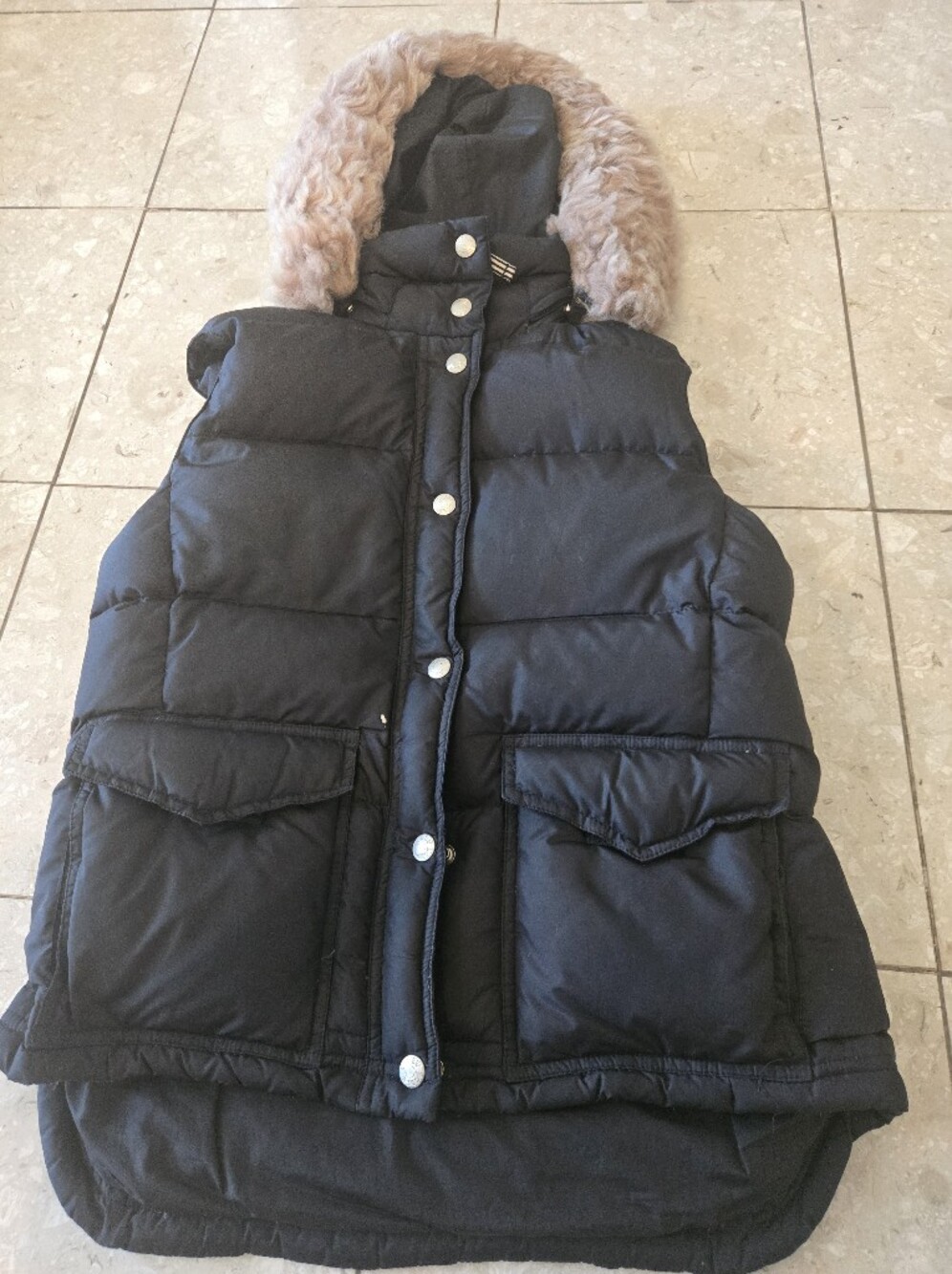 Women's JCrew Puffer Vest With Removable Hood - Black Small J. Crew